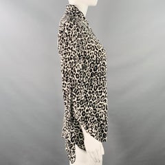 MICHAEL KORS COLLECTION Size 6 Black White Silk Animal Print Butterfly Sleeve Long Sleeve Blouse