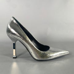MICHAEL KORS COLLECTION Size 6 Silver Leather Crackled Stiletto Pumps