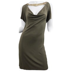 Michael Kors Collection Size 6 Taupe Rayon Jersey + Python Cold Shoulder Dress