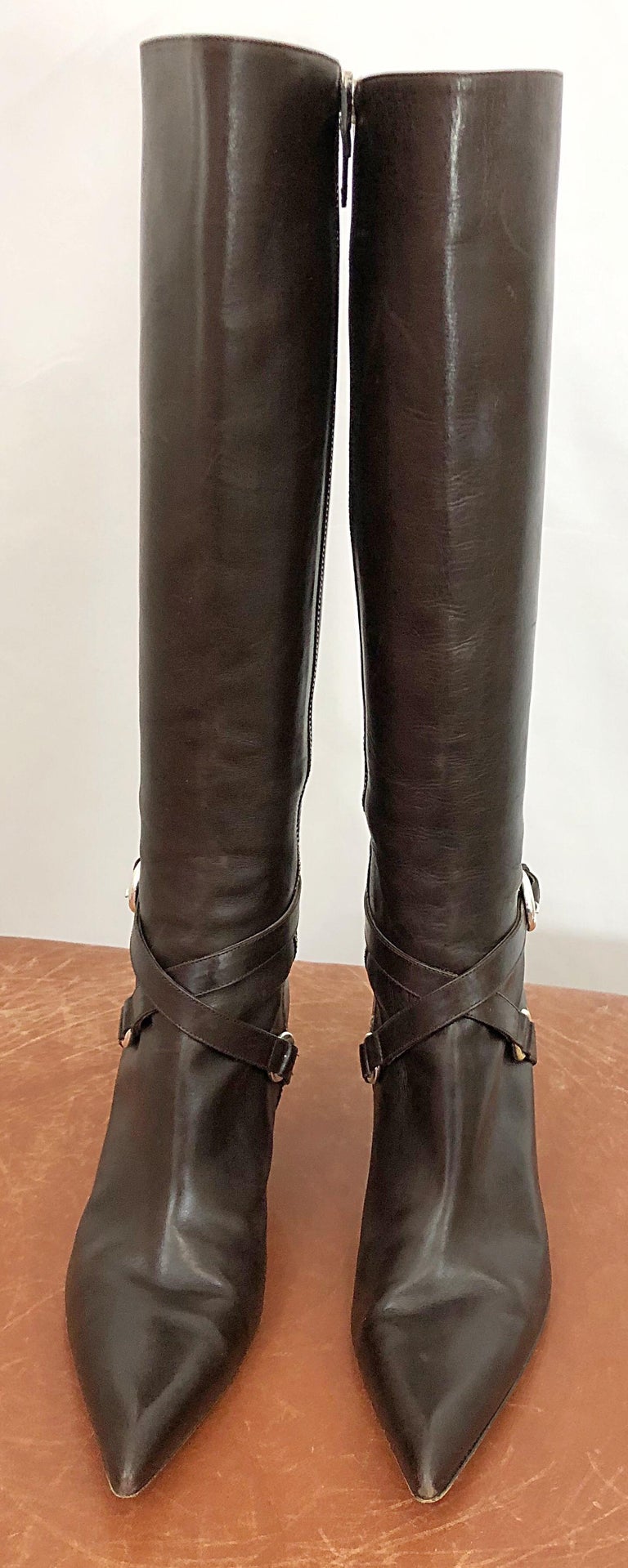 Michael Kors Collection Size 8 Chocolate Brown Leather High Heel Knee