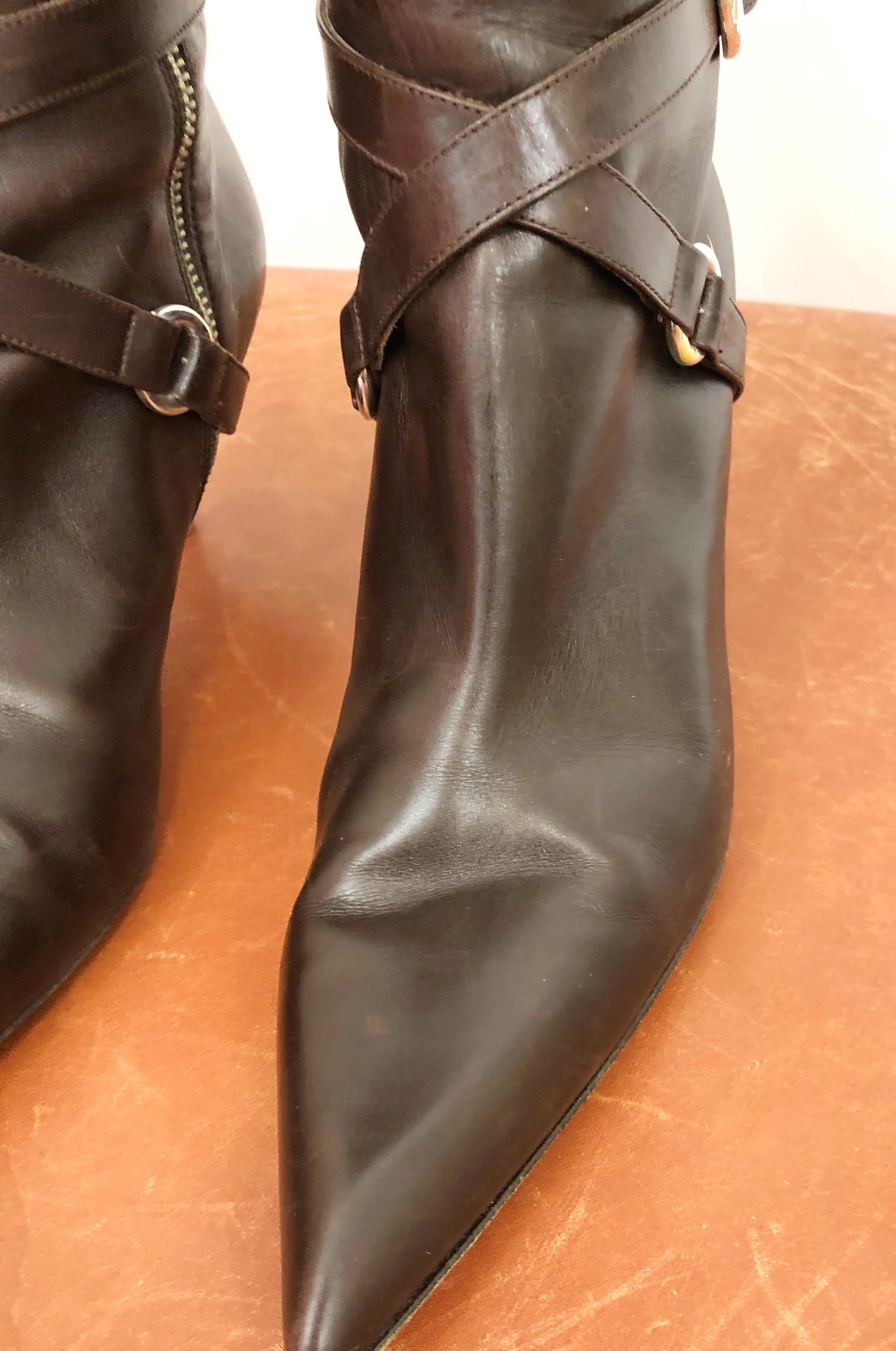 chocolate brown knee high boots