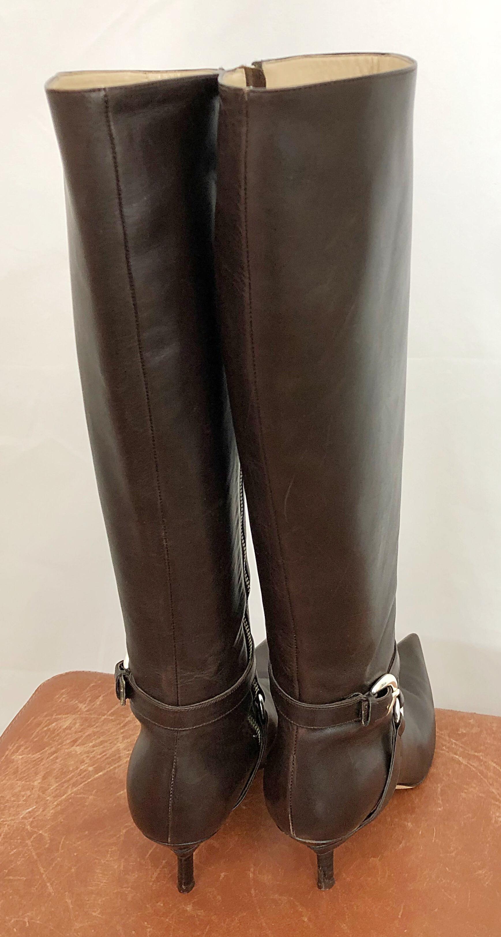 chocolate brown boots with heel