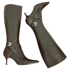 Michael Kors Collection Size 8 Chocolate Brown Leather High Heel Knee High Boots
