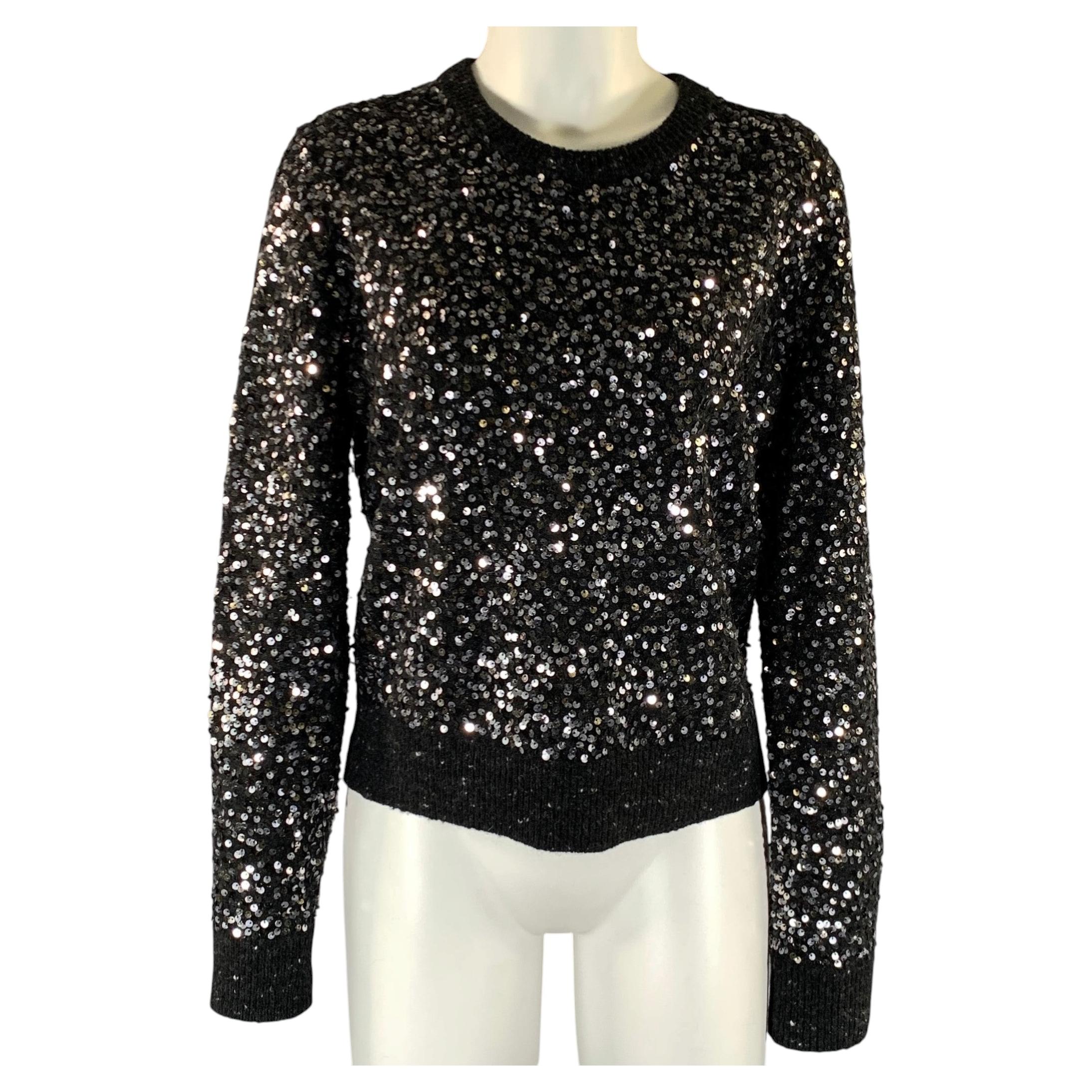 MICHAEL KORS COLLECTION Size L Black Silver Wool Cashmere Sweater