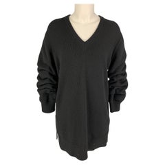 MICHAEL KORS COLLECTION Size M Black Cashmere Ruched V-Neck Sweater