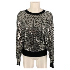 MICHAEL KORS COLLECTION - Pull à sequins en viscose noir et argenté, taille M