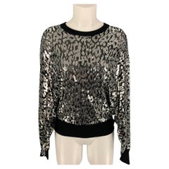 MICHAEL KORS COLLECTION Size M Black Silver Viscose Sequined Pullover