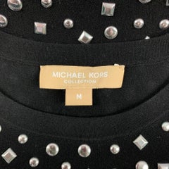 MICHAEL KORS COLLECTION Size M Black Viscose Blend Studded Dress Top