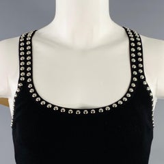 MICHAEL KORS COLLECTION Größe S Schwarz Silber Viskose Mischung Rippenstrick Nieten Tank Casual Top