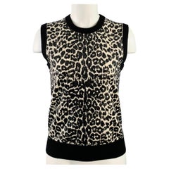 MICHAEL KORS COLLECTION Size S Black White Cashmere Sequined Sleeveless Top