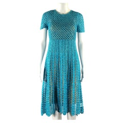MICHAEL KORS COLLECTION Size XS Blue Metallic Knit A-Line Dress