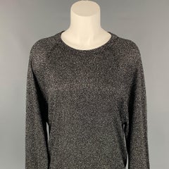 MICHAEL KORS COLLECTION Size XS Silver Metallic Acetate Blend Crew-Neck Pullover