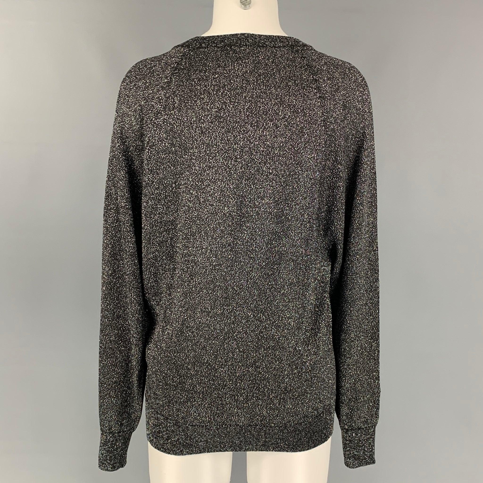 Men's MICHAEL KORS COLLECTION Size XS Silver Metallic Acetate Blend Crew-Neck Pullover For Sale