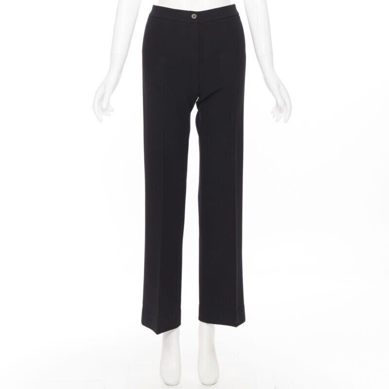 Black MICHAEL KORS COLLECTION virgin wool black slim leg work trousers pants US2 26