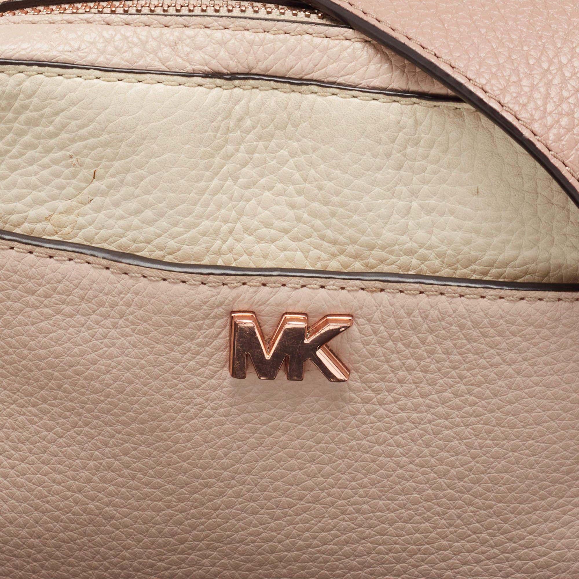 Women's Michael Kors Cream/Pink Leather Mini Mott Crossbody Bag