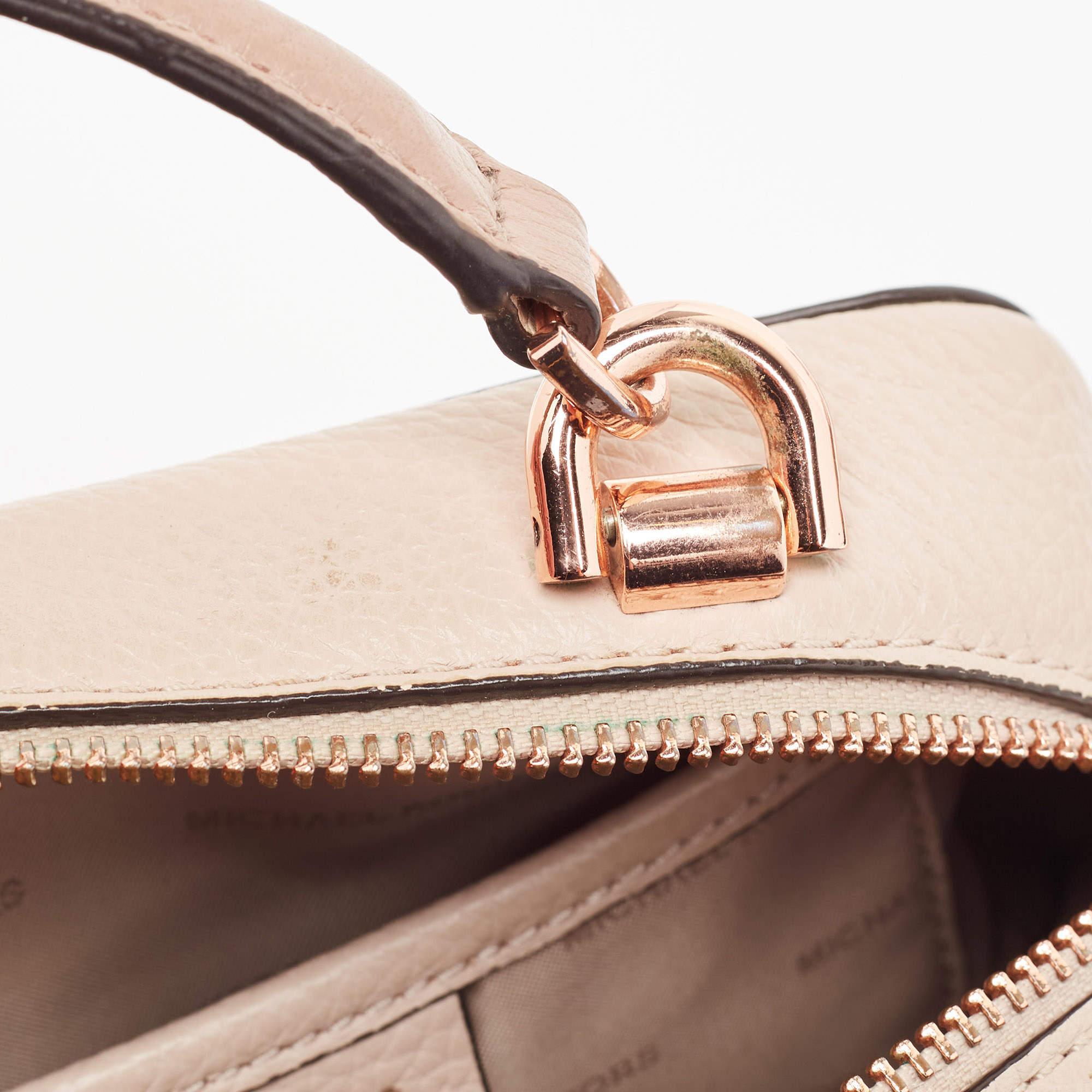 Michael Kors Cream/Pink Leather Mini Mott Crossbody Bag 1