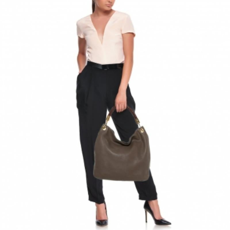 Women's Michael Kors Dark Beige/Brown Soft Leather Skorpios Hobo For Sale