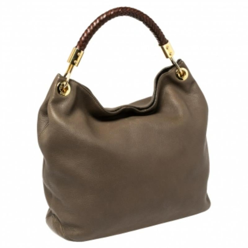 Michael Kors Dark Beige/Brown Soft Leather Skorpios Hobo For Sale 4