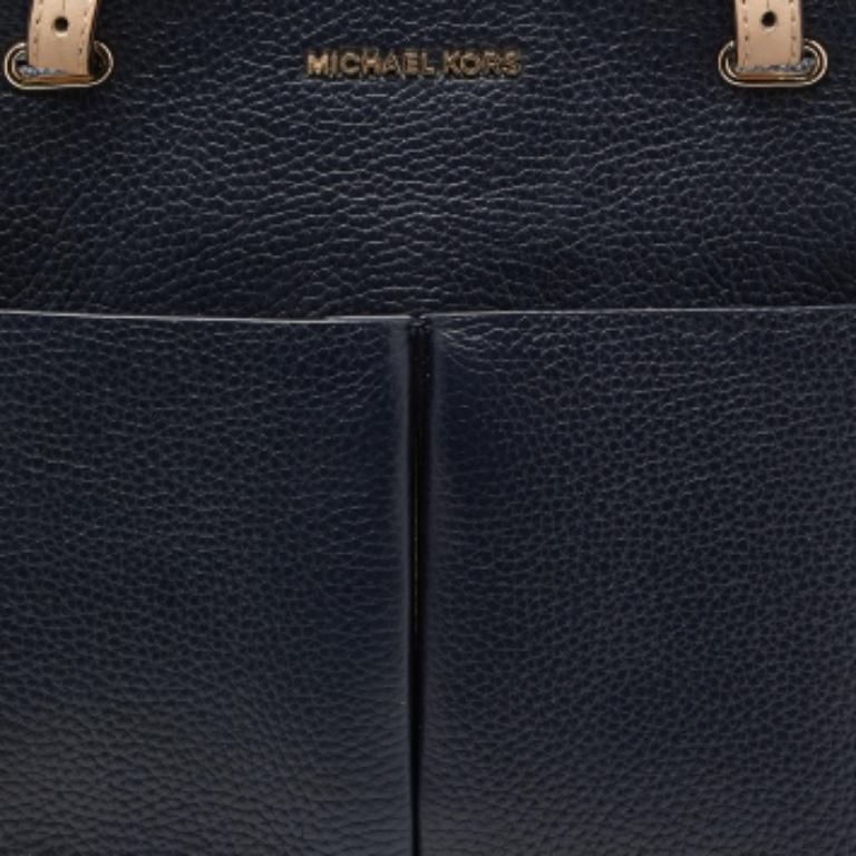 Noir Michael Kors Fourre-tout Bedford en cuir bleu foncé/beige en vente