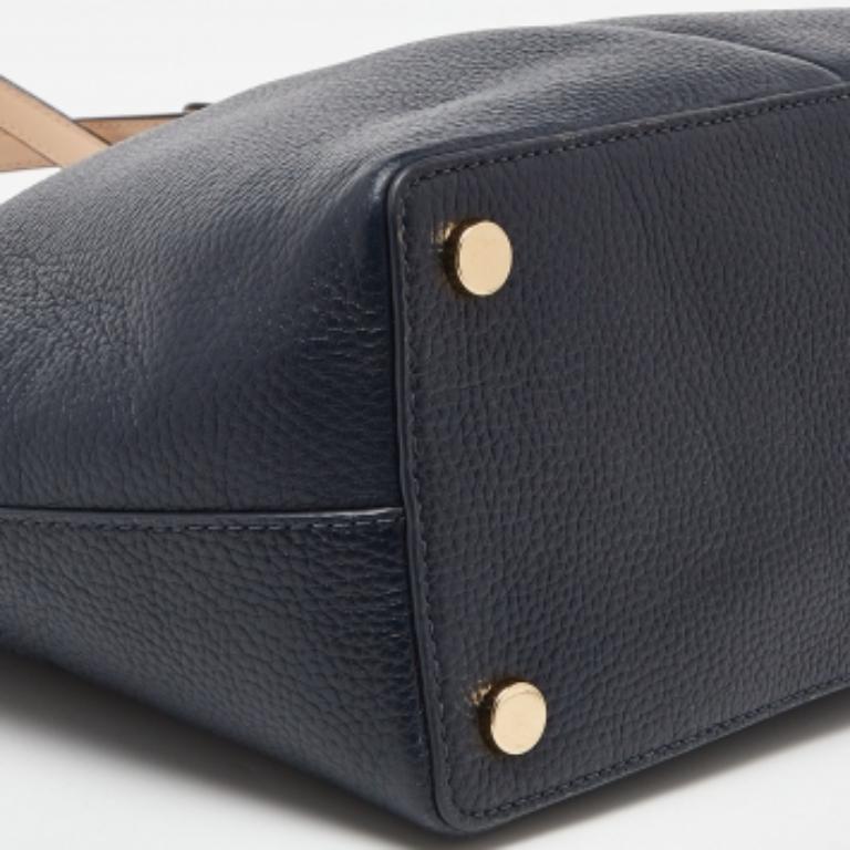 Michael Kors Fourre-tout Bedford en cuir bleu foncé/beige en vente 1