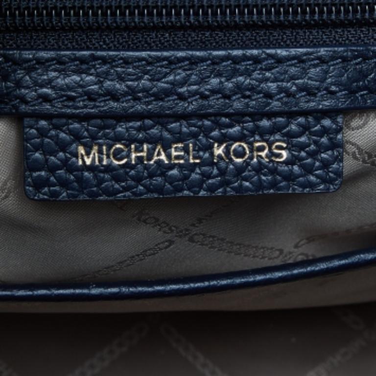 Michael Kors Fourre-tout Bedford en cuir bleu foncé/beige en vente 3