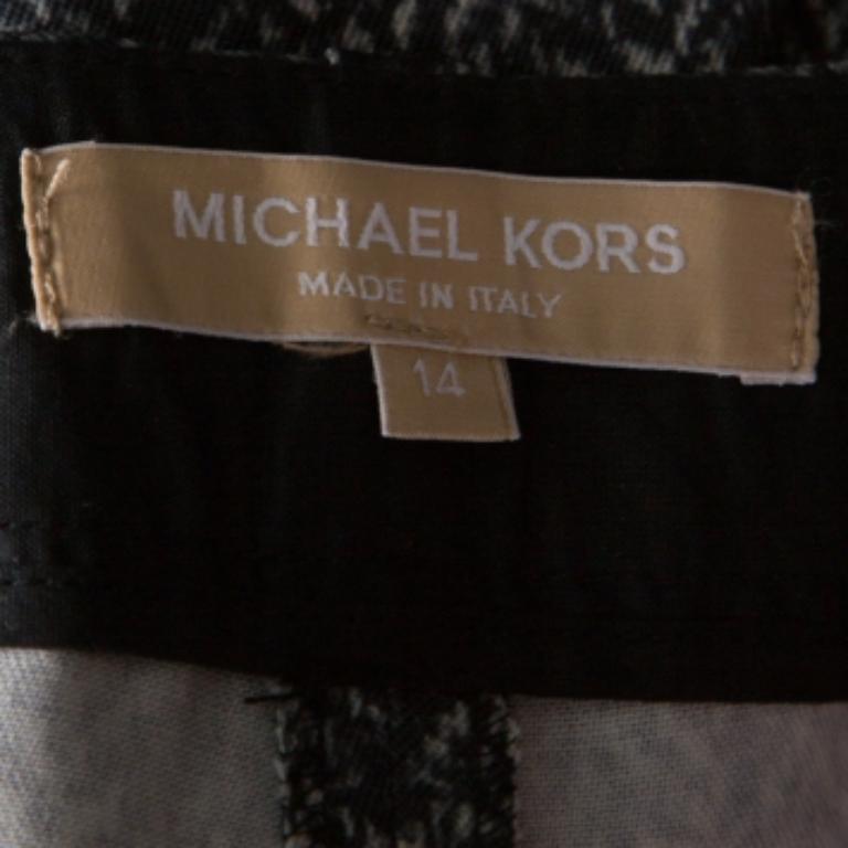 Michael Kors Pantaloni affusolati in lana stretch grigio scuro con stampa Chevron XL in vendita 1