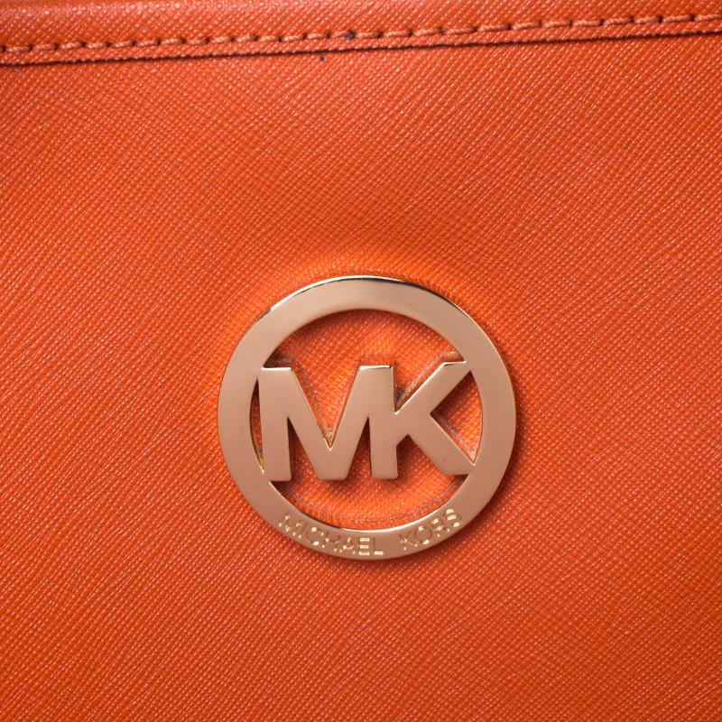 Michael Kors Dark Orange Leather Shopper Tote 7