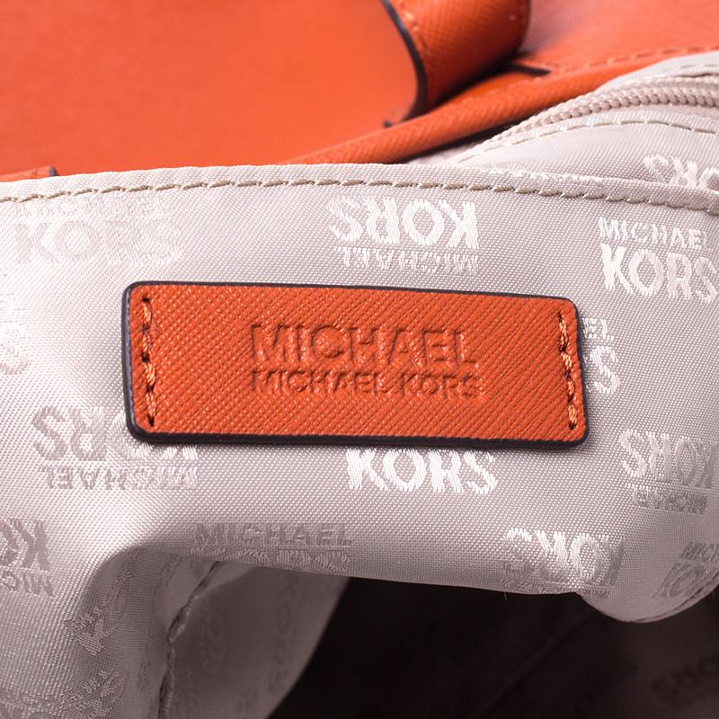 Michael Kors Dark Orange Leather Shopper Tote 5