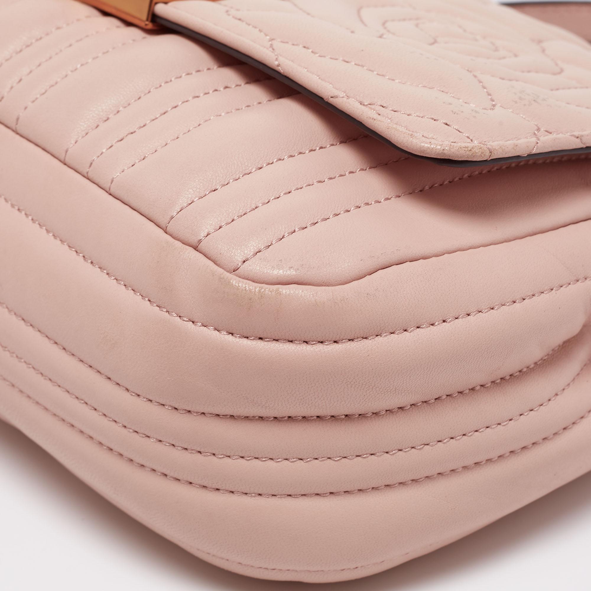 Michael Kors Dusty Pink Floral Quilted Leather Vivianne Shoulder Bag 2