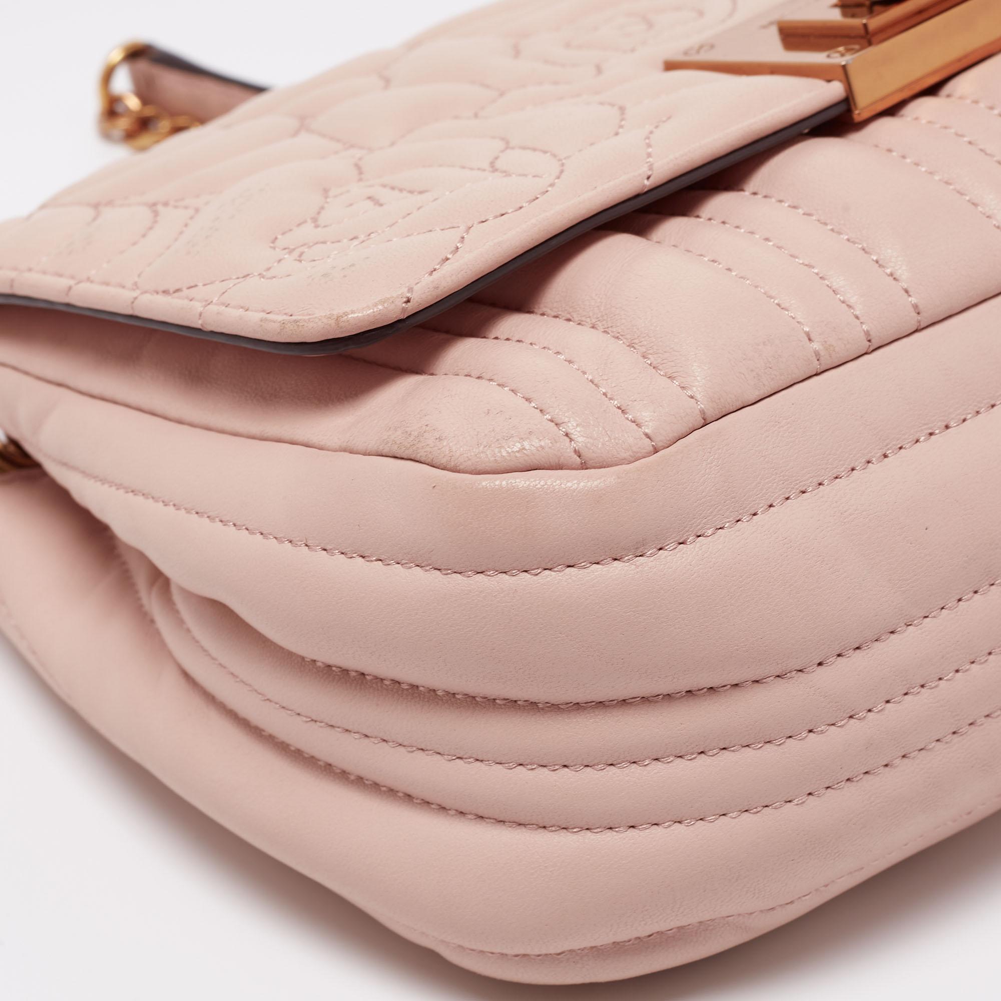 Michael Kors Dusty Pink Floral Quilted Leather Vivianne Shoulder Bag 3