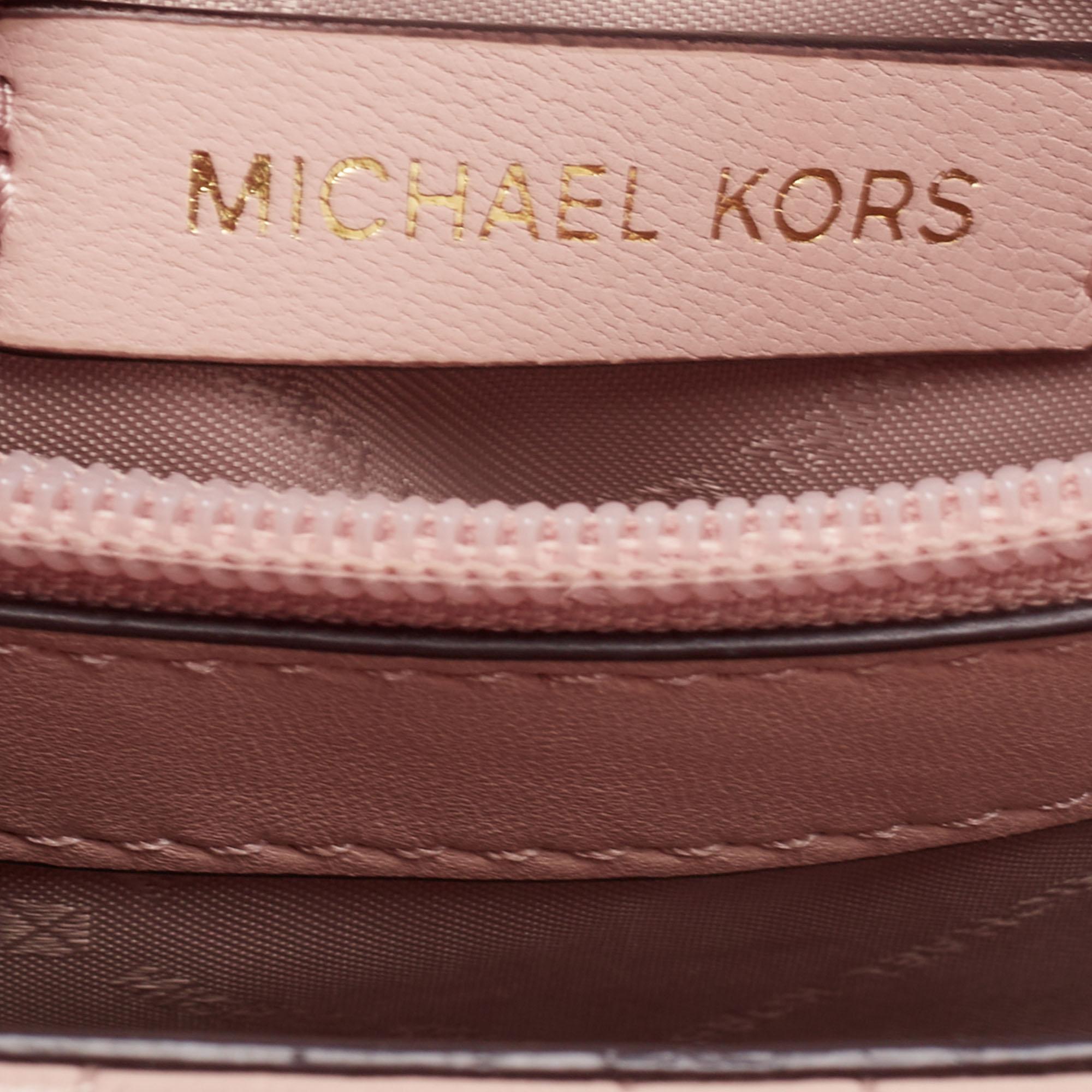 Michael Kors Dusty Pink Floral Quilted Leather Vivianne Shoulder Bag 5