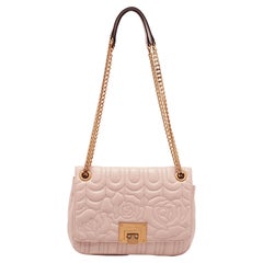 Michael Kors Dusty Pink Floral Quilted Leather Vivianne Shoulder Bag