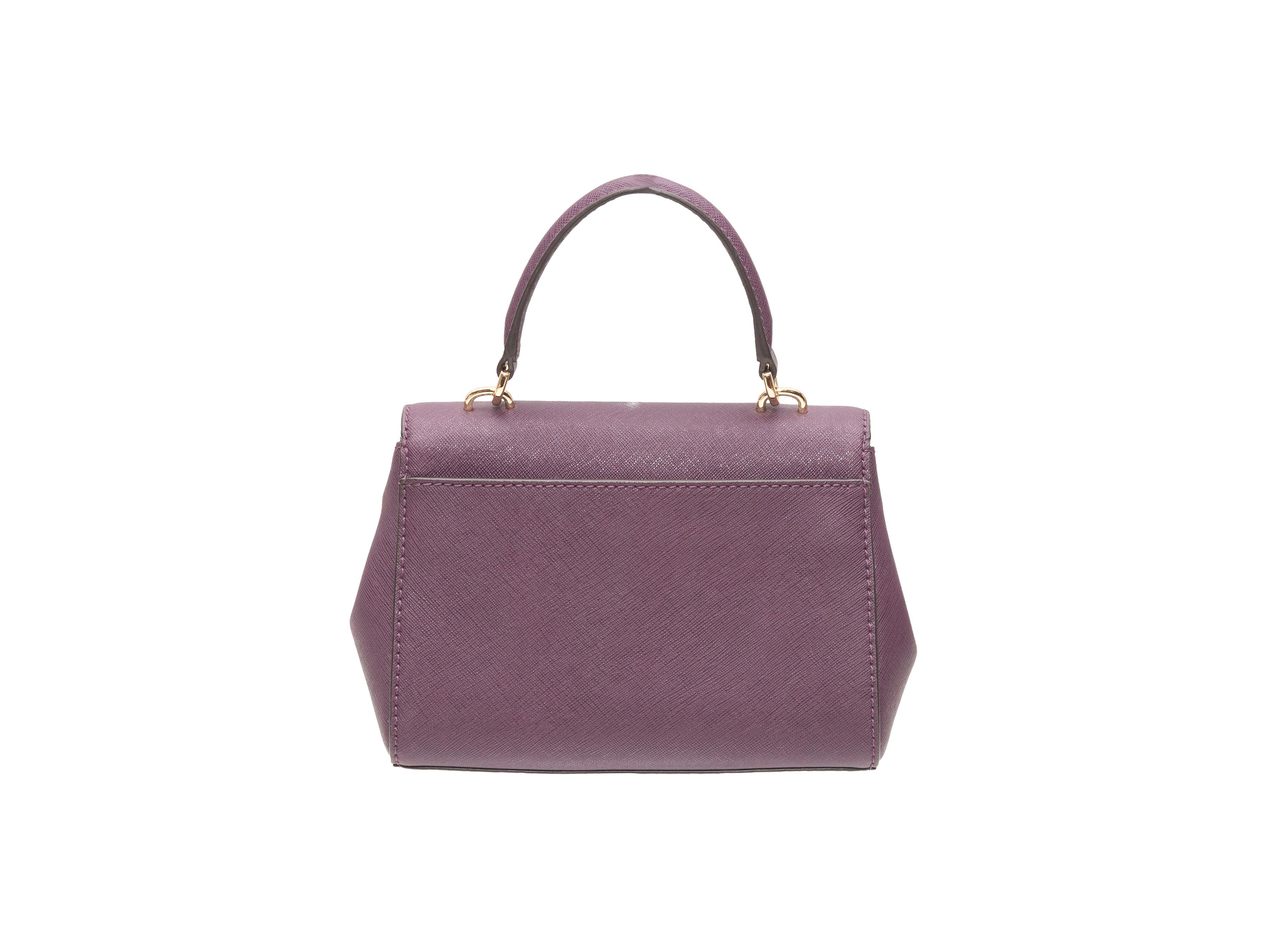 Michael Kors Eggplant Leather Mini Handbag In Excellent Condition In New York, NY