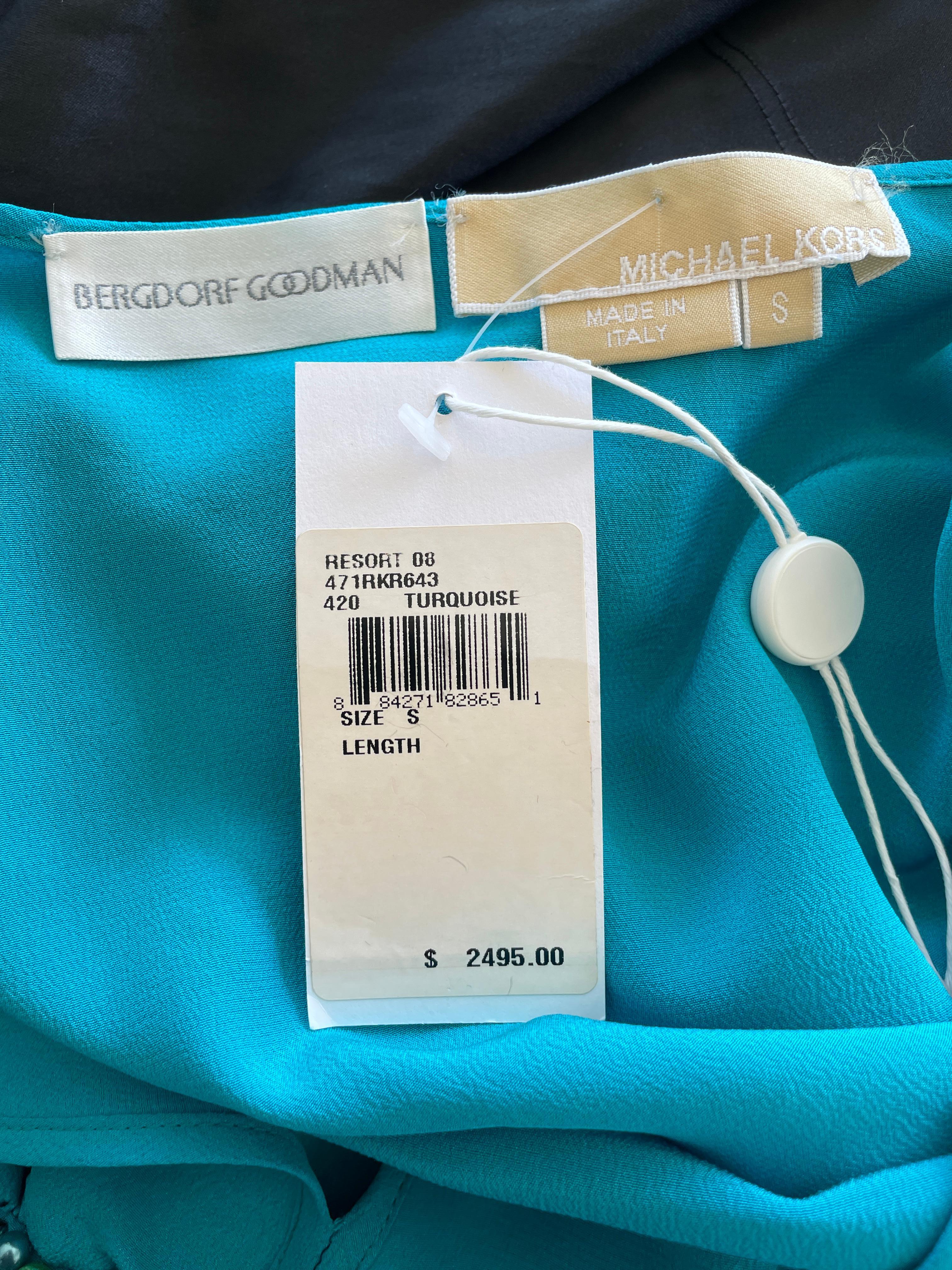 Michael Kors for Bergdorf Goodman Turquoise Embellished Caftan 
NWT, this retailed for $2495
 Size Small, but it's really one size fits all
Bust 40