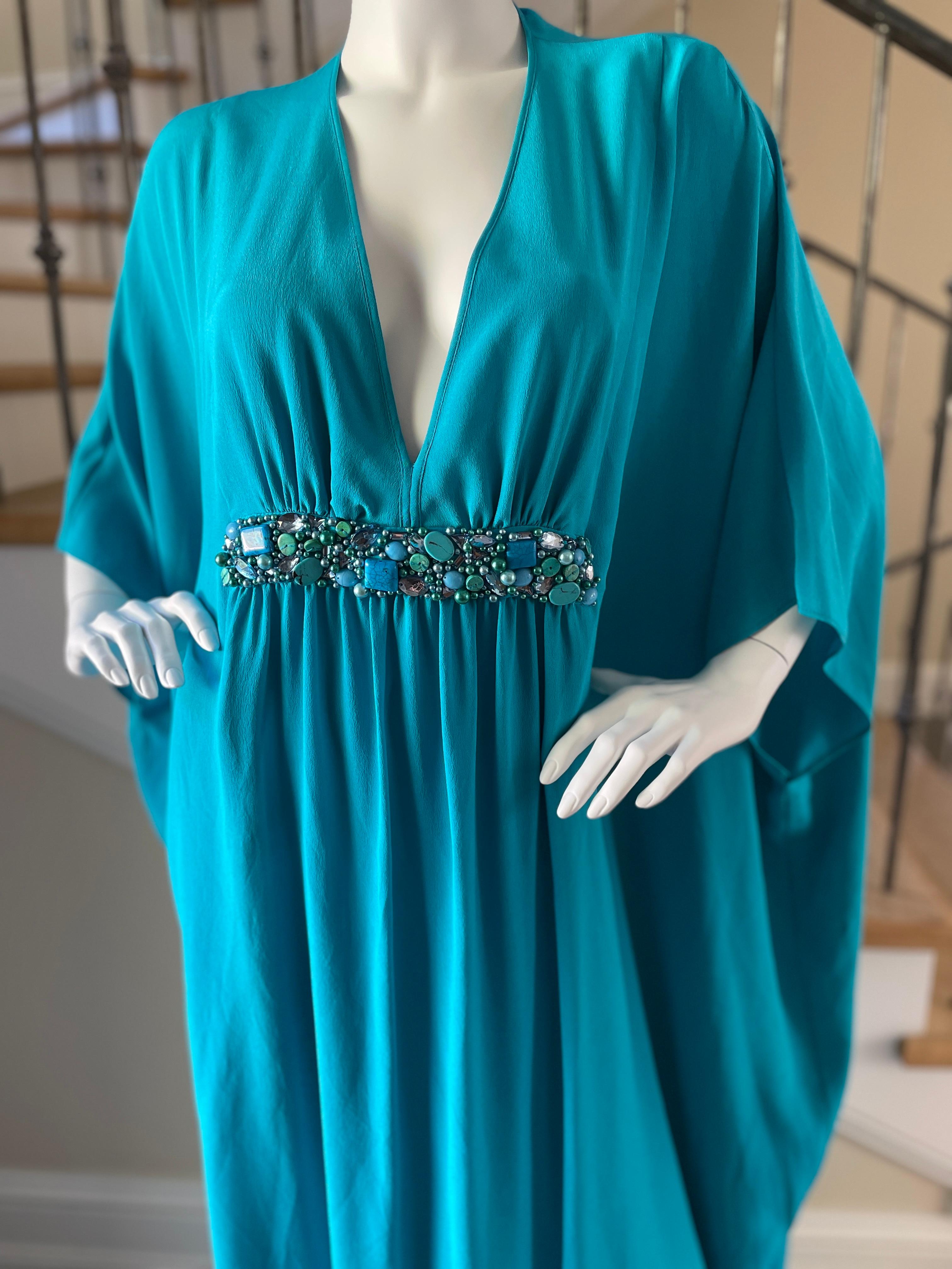 Michael Kors for Bergdorf Goodman Turquoise Embellished Caftan NWT In New Condition In Cloverdale, CA