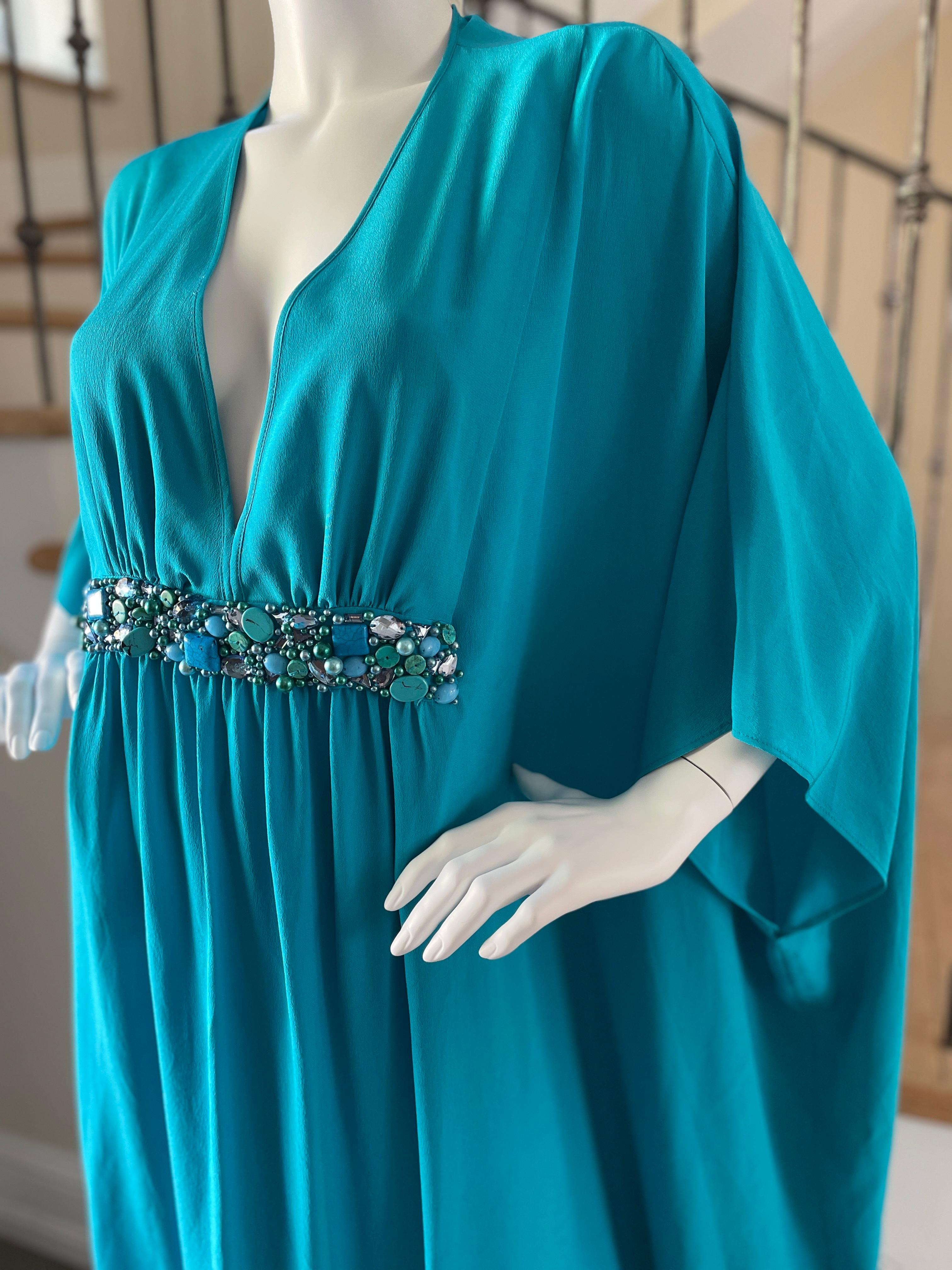 Women's Michael Kors for Bergdorf Goodman Turquoise Embellished Caftan NWT