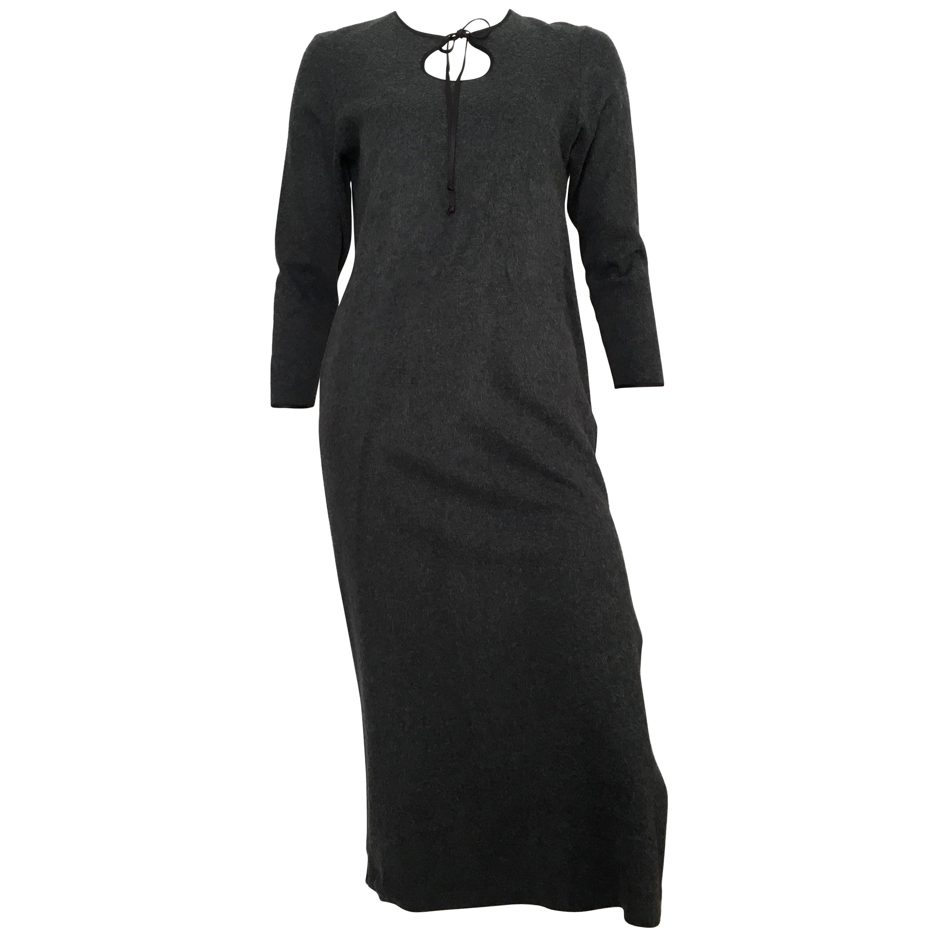 Michael Kors for Saks Fifth Avenue 1980s Grey Flannel Dress with Pockets Size P. For Sale