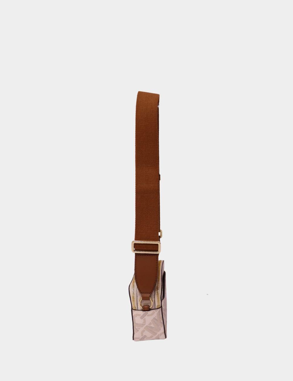 Effortless and chic, this Michael Kors Logo Stripe Camera Bag is a versatile must-have for your everyday wardrobe. Crafted from durable MK logo-print canvas with contrasting brown and beige stripes, this compact crossbody bag features a zip-top