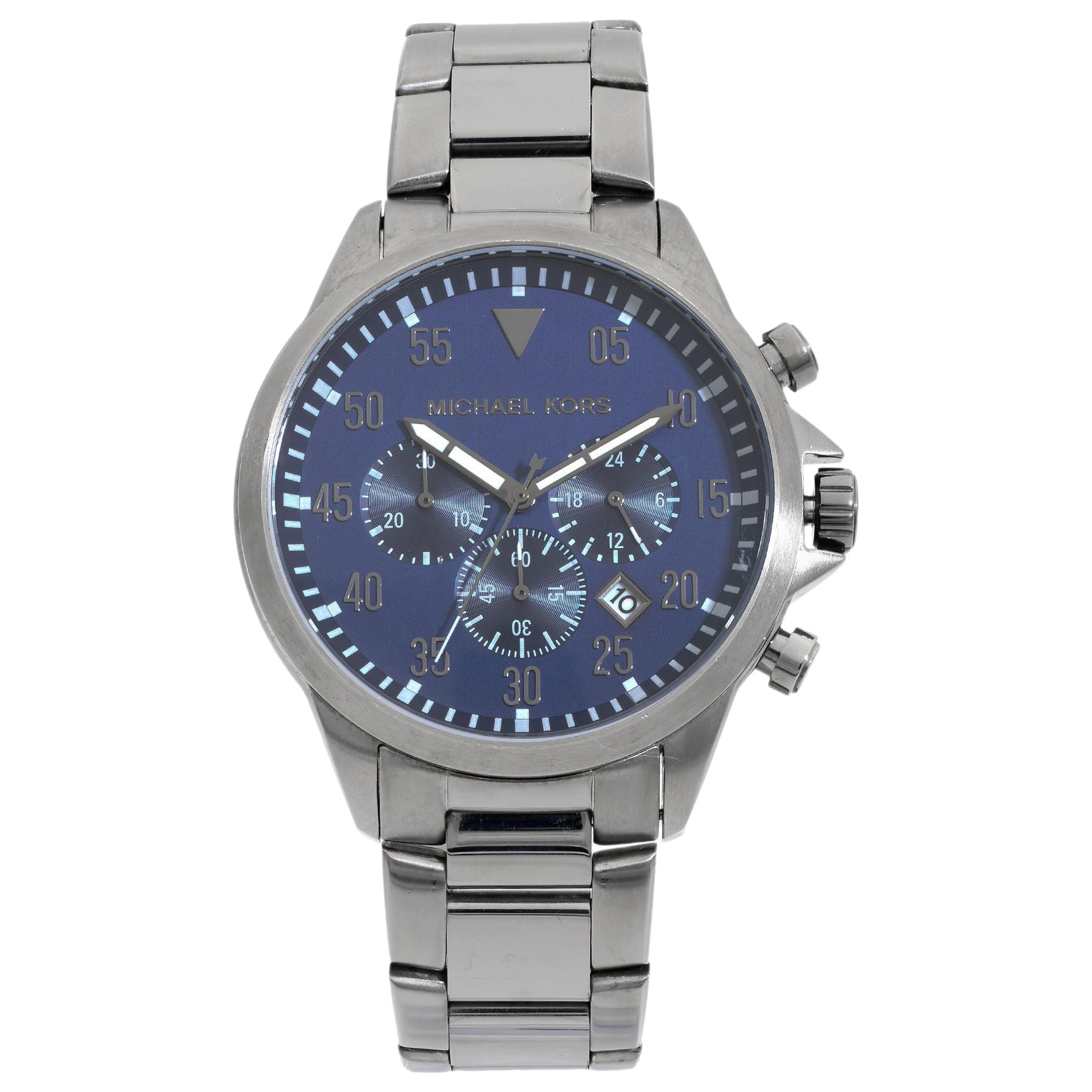 Michael Kors Gage Chronograph Gunmetal Steel Blue Dial Quartz Men's Watch MK8443
