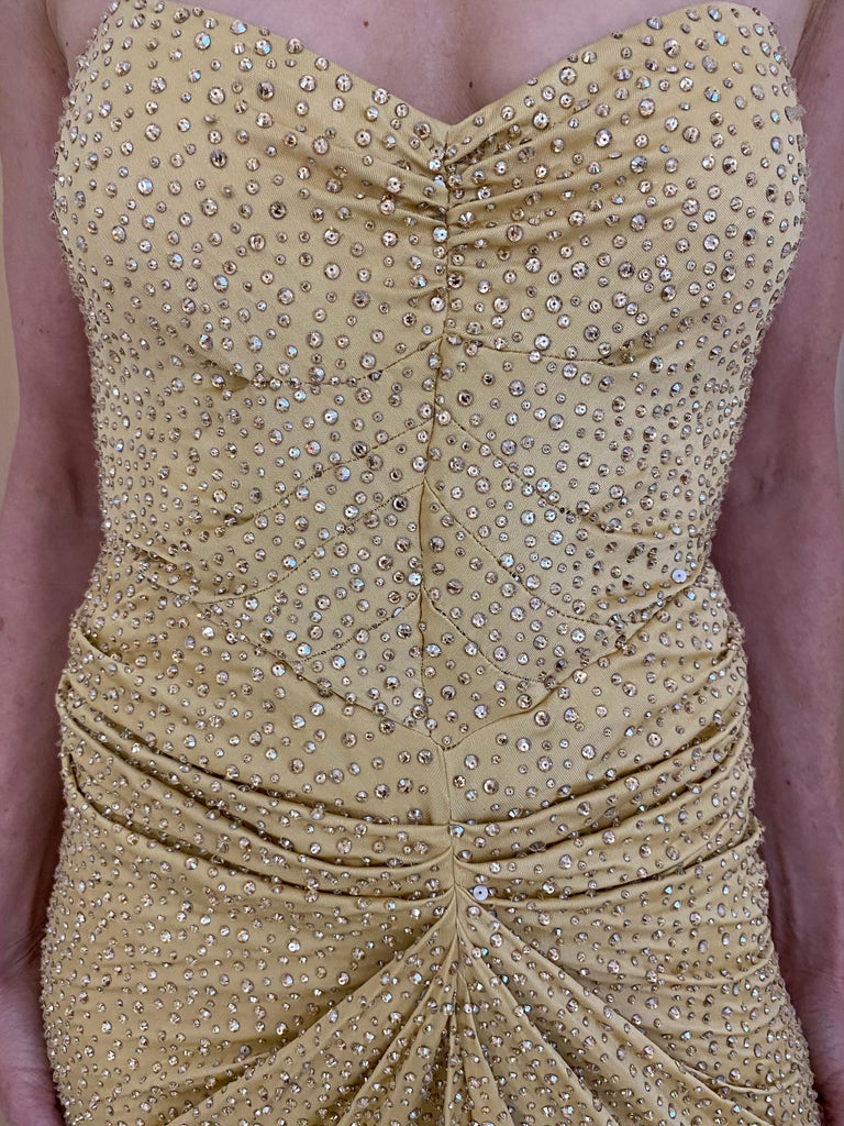 Michael Kors Gold Jersey Gown with Rhinestones For Sale at 1stDibs | gold  dress with rhinestones, michael kors plus dress, michael kors bridal gowns