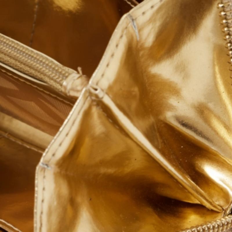 Michael Kors Gold Leder Jet Set Zip Around Continental Brieftasche mit Reißverschluss im Angebot 6