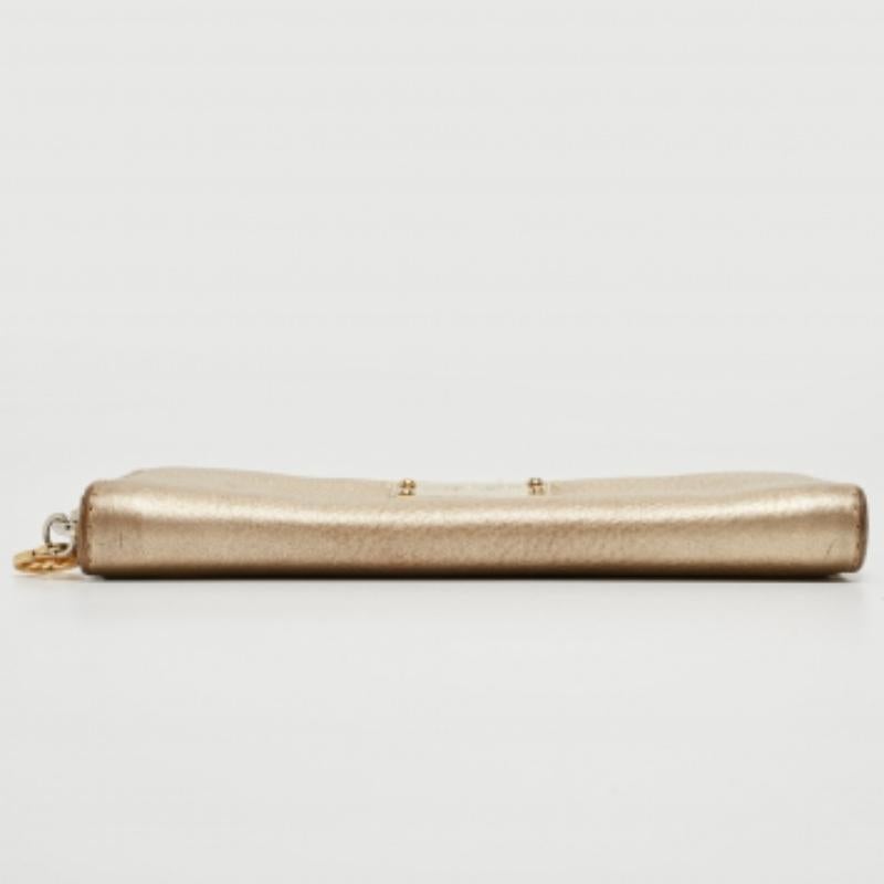 Michael Kors Gold Leder Jet Set Zip Around Continental Brieftasche mit Reißverschluss im Zustand „Relativ gut“ im Angebot in Dubai, Al Qouz 2
