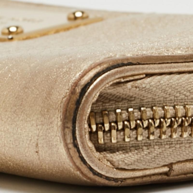 Michael Kors Gold Leder Jet Set Zip Around Continental Brieftasche mit Reißverschluss im Angebot 4