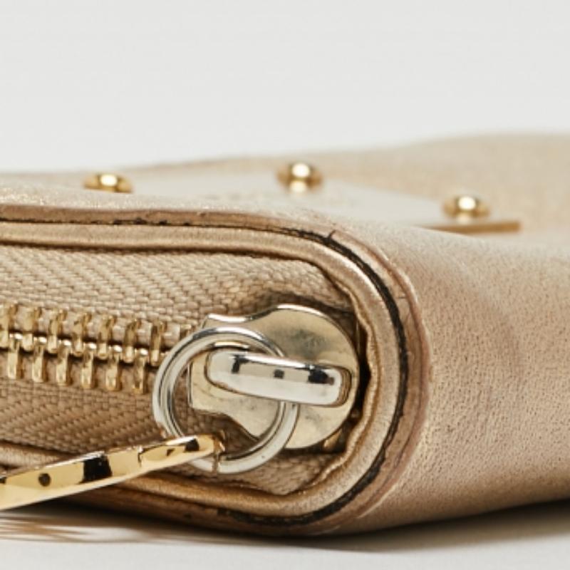 Michael Kors Gold Leder Jet Set Zip Around Continental Brieftasche mit Reißverschluss im Angebot 5