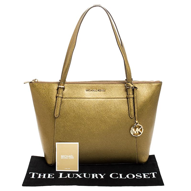 Michael Kors Gold Leather Large Ciara Tote 4