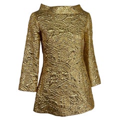 Michael Kors Gold Metallic Brocade Tunic Top