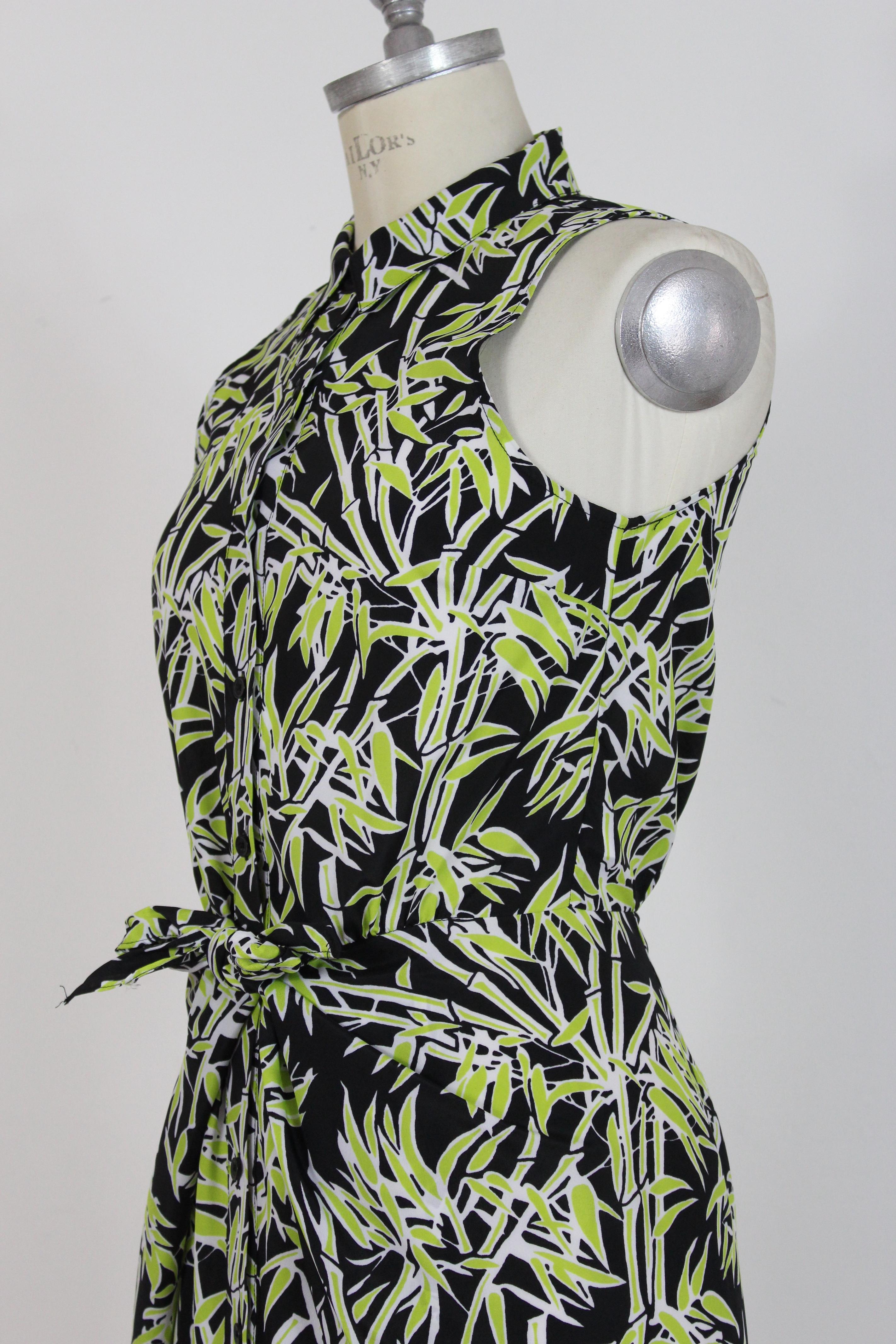 Michael Kors Green Black Floral Short Cocktail Dress In Excellent Condition For Sale In Brindisi, Bt