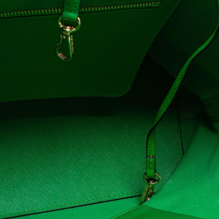 Michael Kors Green Leather Small Jet Set Travel Tote For Sale at 1stDibs
