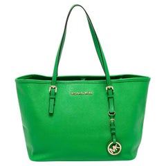 Michael Kors Green Leather Small Jet Set Travel Tote