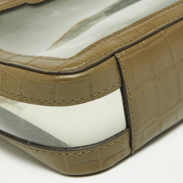 Michael Kors Grün  Ginny Crossbody-Tasche mit PVC- und Kroko-Prägung im Angebot 3